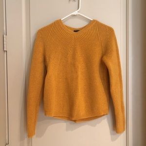 Theory mustard yellow wool cropped sweater